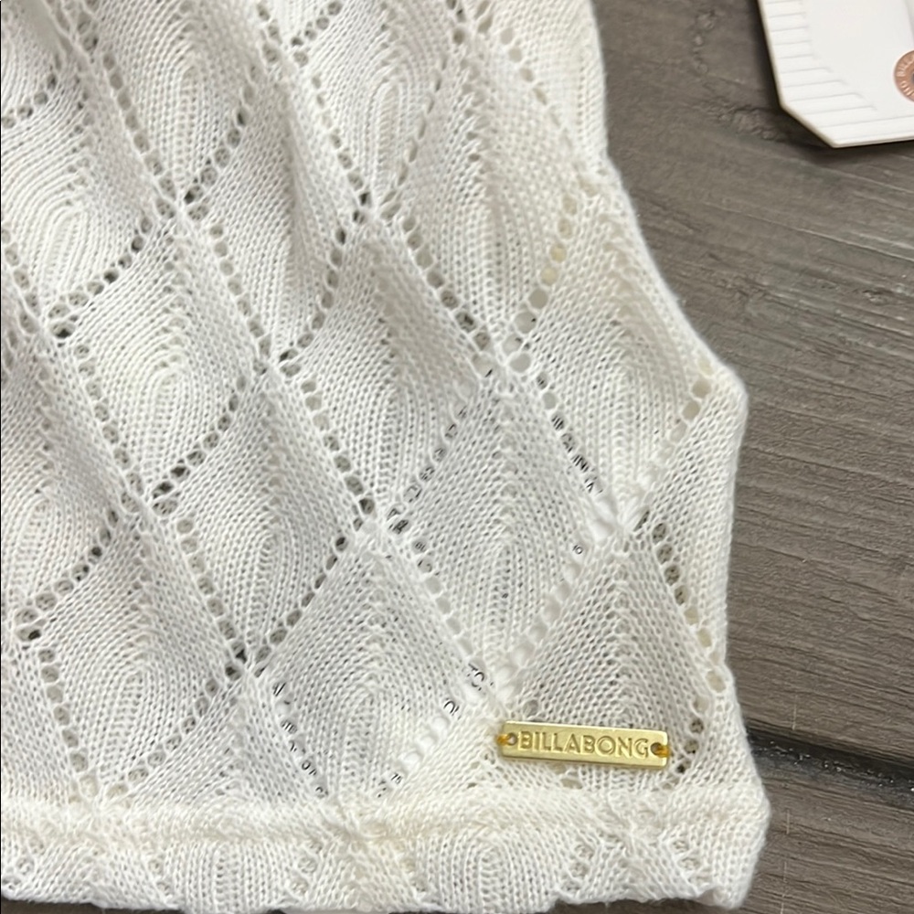 Billabong only you top Faded to white Lace crochet Women's Top one shoulder - Picture 6 of 8